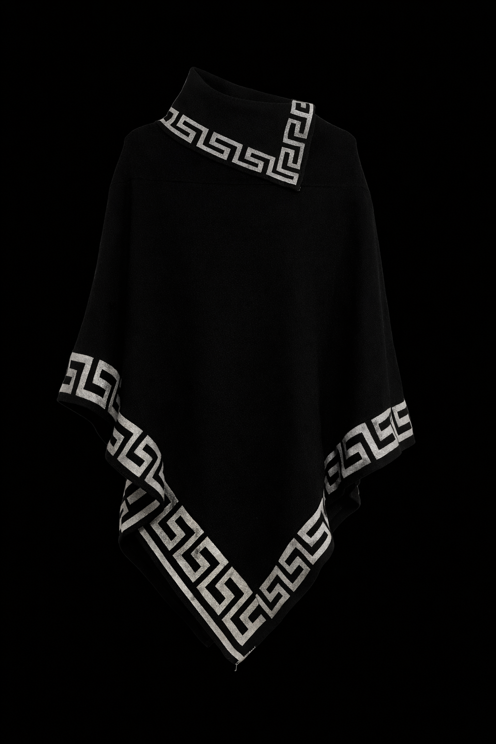 Greek Key Luxe Poncho-Premium Knit Greek Border Design