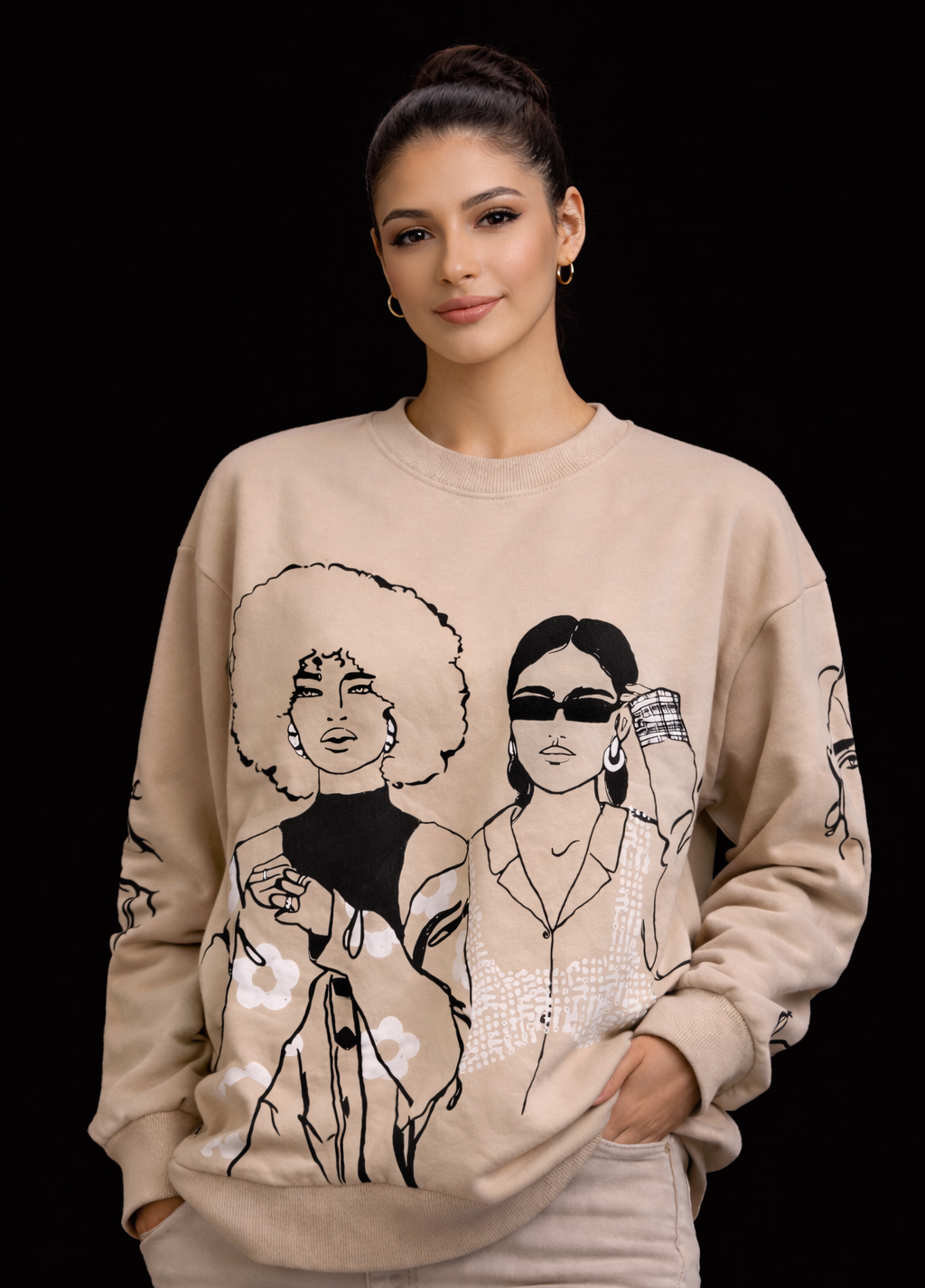Women's Vintage Old-School Graphic Sweater – Retro Statement Knit