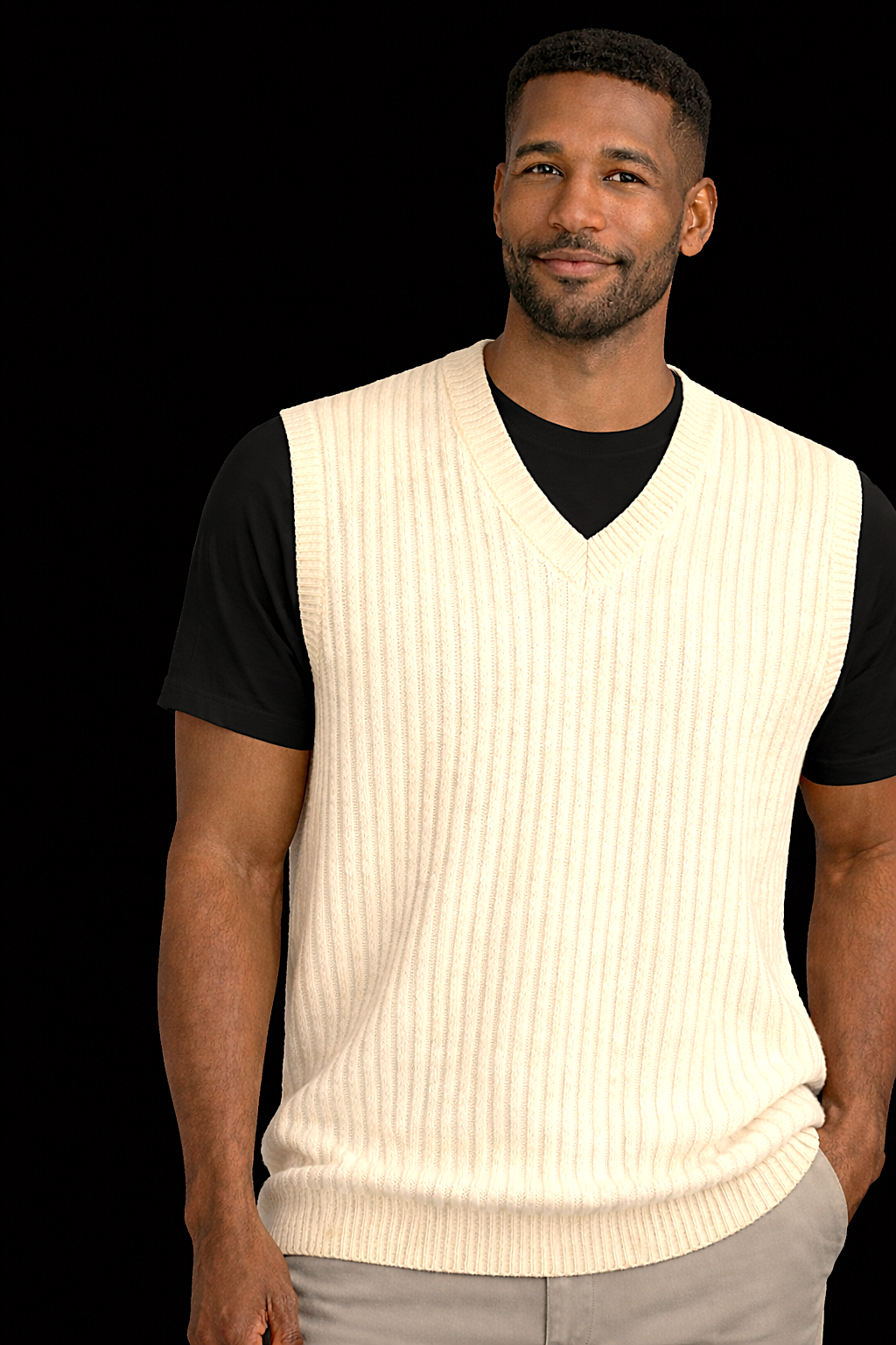 “Signature Ribbed Pinstripe Knit Vests”