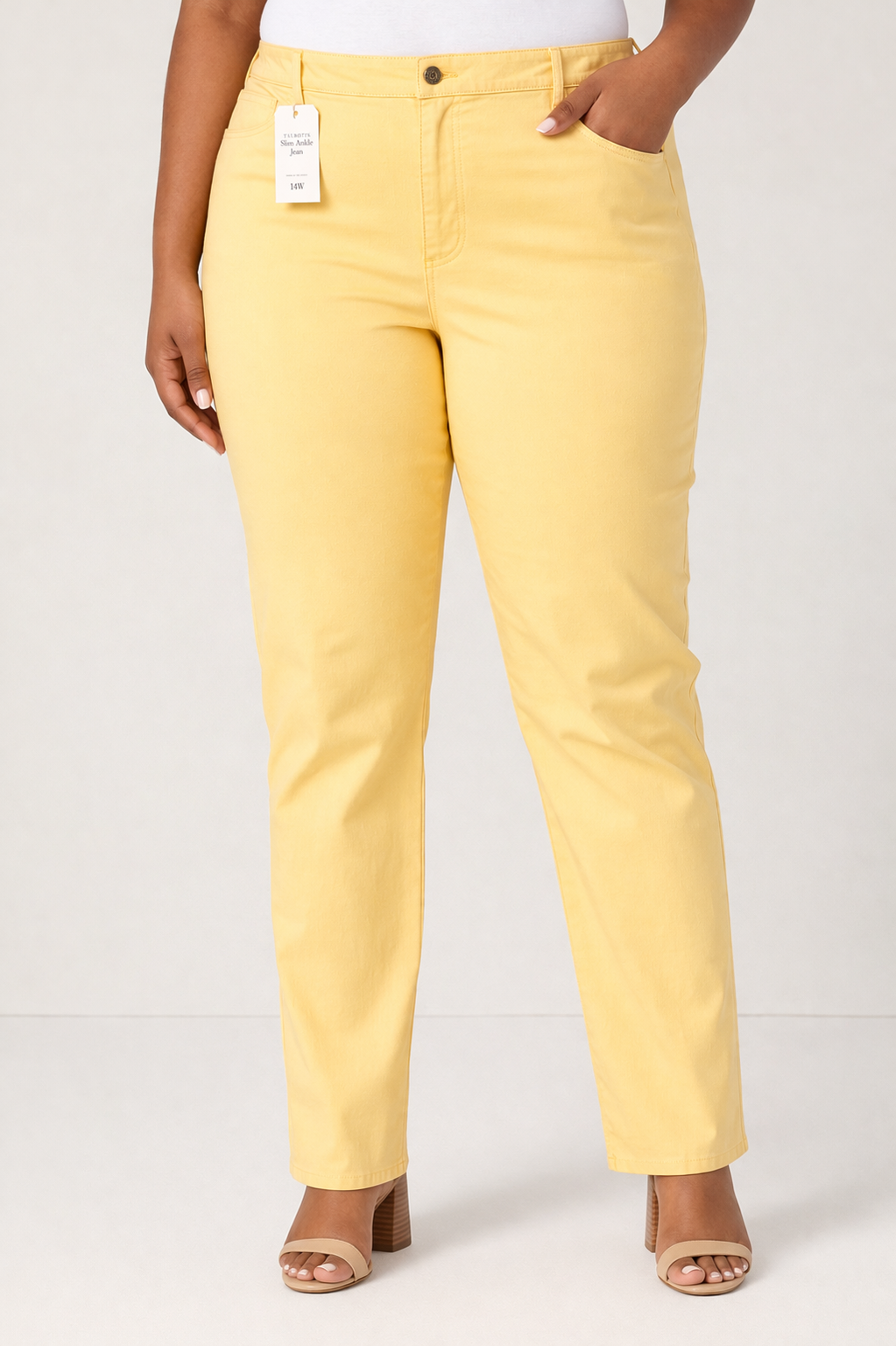Talbots Slim Ankle Pants – Soft Yellow Full Length Stretch Fit (Size 14W)
