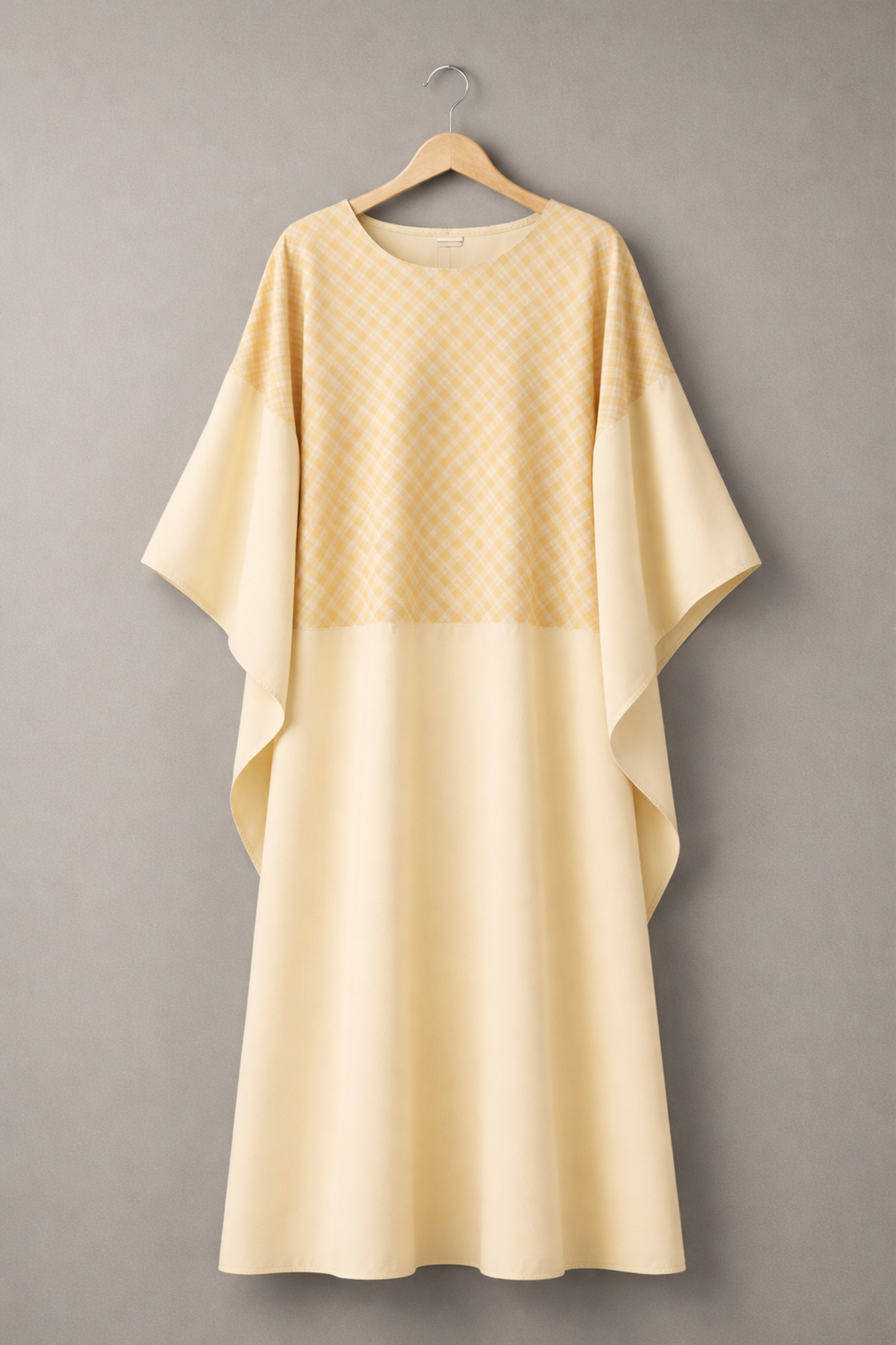 Women’s Cream & Yellow African Kaftan Maxi Dress Loose Fit Modest