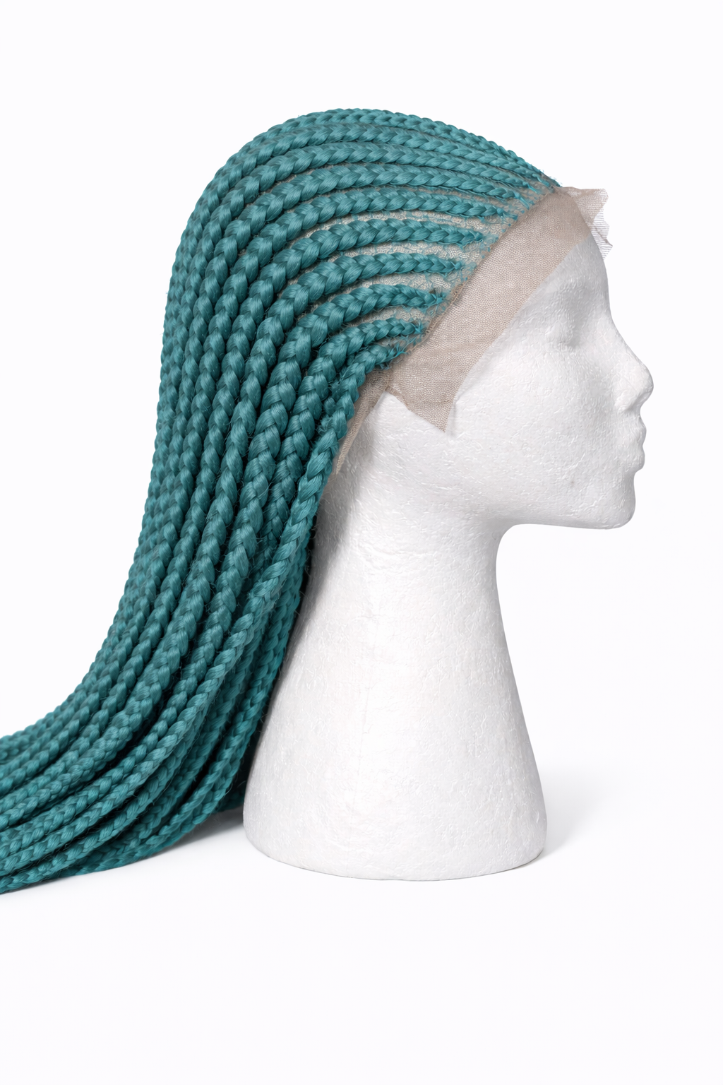Teal All Back Cornrow Braided Lace Front Wig-Long Box Braids Unit