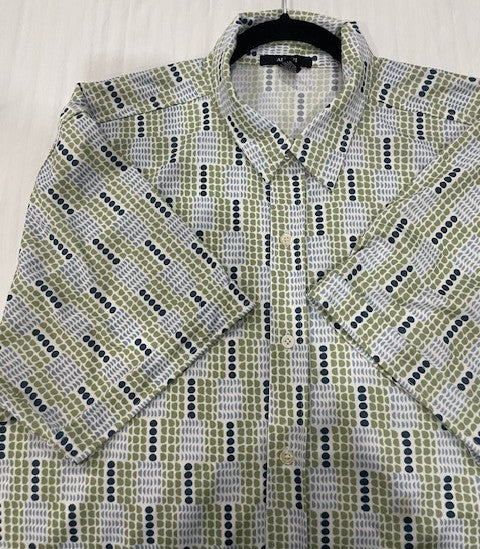 ALFANI XXL Designer Print Shirt – Luxury Casual Fit | Bold Green Pattern | Statement Summer Essential