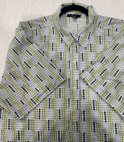 ALFANI XXL Designer Print Shirt – Luxury Casual Fit | Bold Green Pattern | Statement Summer Essential