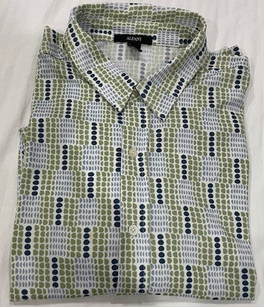 ALFANI XXL Designer Print Shirt – Luxury Casual Fit | Bold Green Pattern | Statement Summer Essential