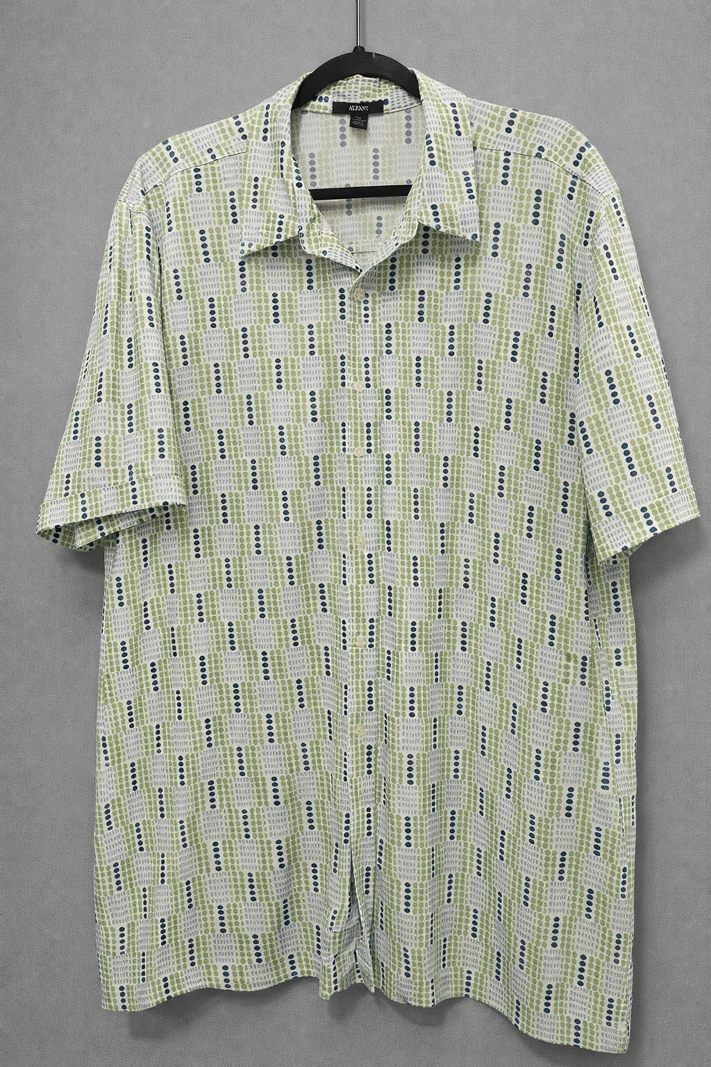 ALFANI XXL Designer Print Shirt – Luxury Casual Fit | Bold Green Pattern | Statement Summer Essential