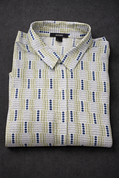 ALFANI XXL Designer Print Shirt – Luxury Casual Fit | Bold Green Pattern | Statement Summer Essential