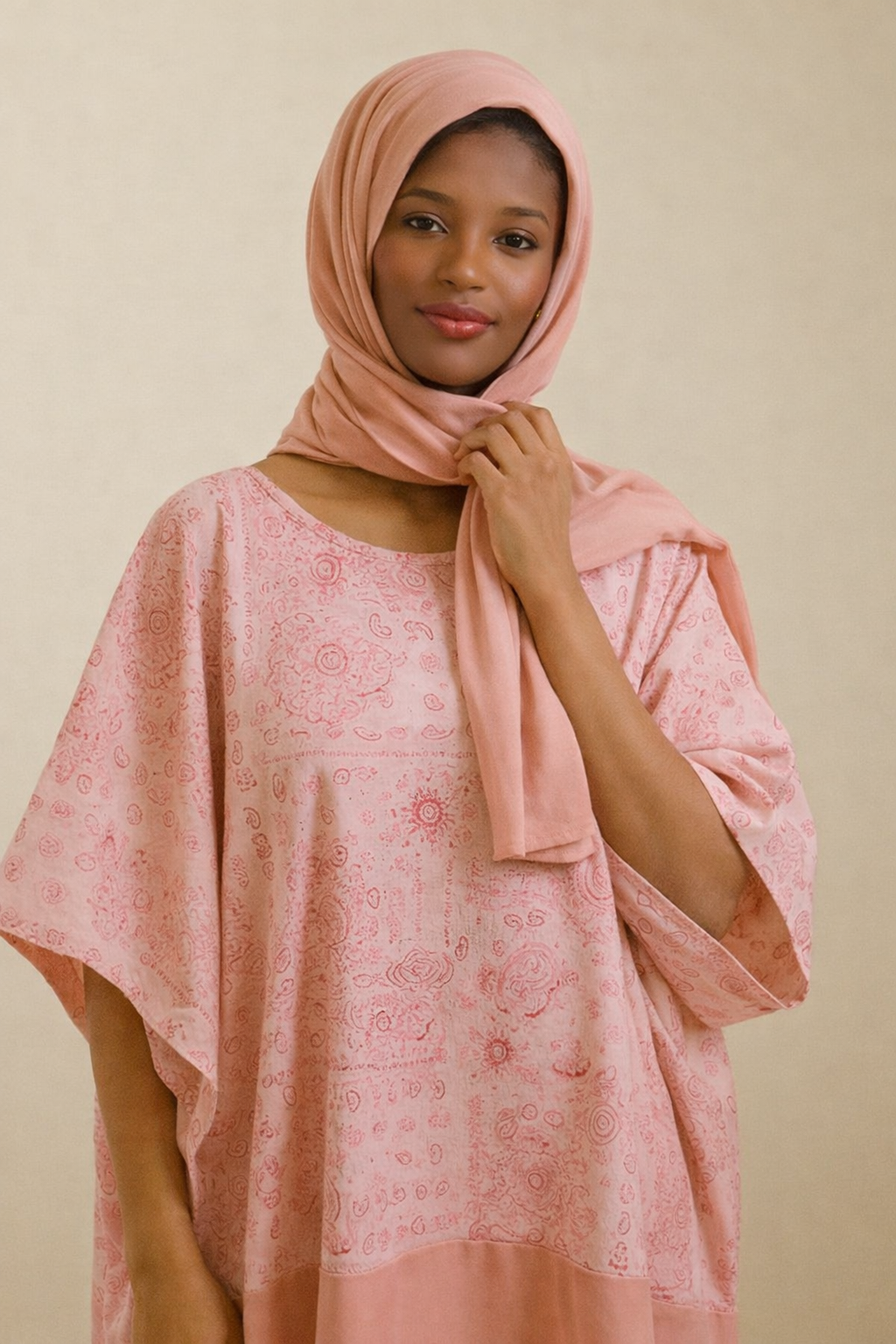 Pink Bubu Kaftan Maxi Dress African Inspired Loose Fit