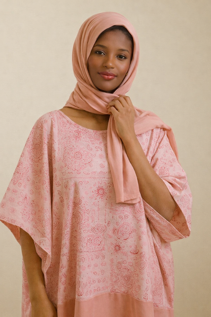 Pink Bubu Kaftan Maxi Dress African Inspired Loose Fit