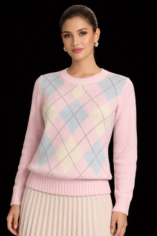 Geometric Knit Sweater Top – Refined Luxury Sweater