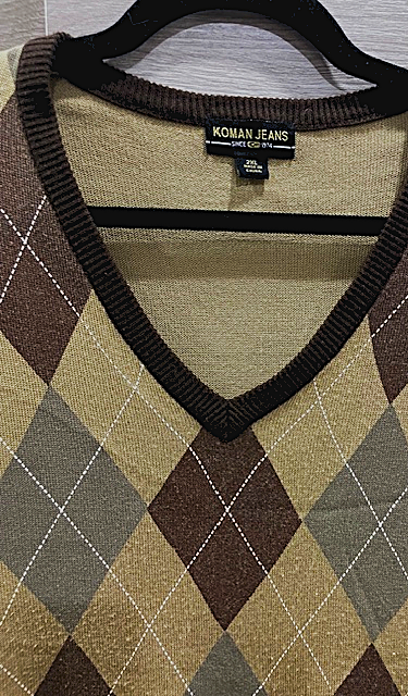 Men’s Premium Argyle Sweater Vest – Beige, Brown & Olive Classic Pattern