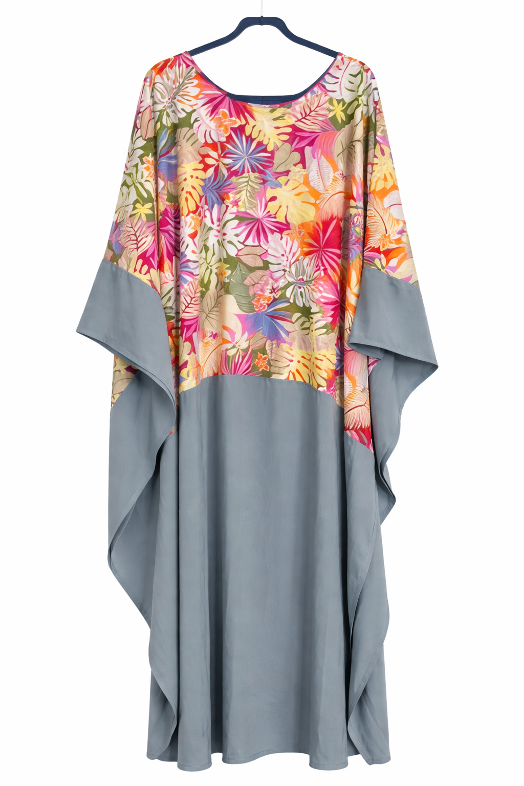 WOMEN Floral Kaftan Maxi Dress Grey Loose Bubu Gown Plus Size Set