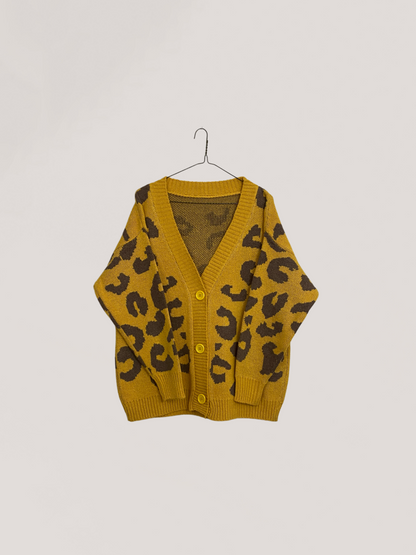 “Luxe Wild Knit Cardigan – Signature Animal Print Collection”