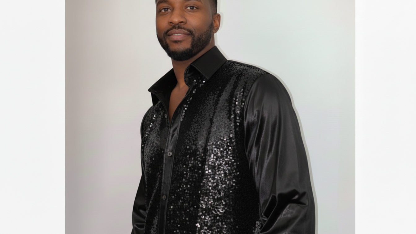 Men's Sequin Shirt – Gold, Silver, Red, Black & Sapphire Blue | Luxury Party Top