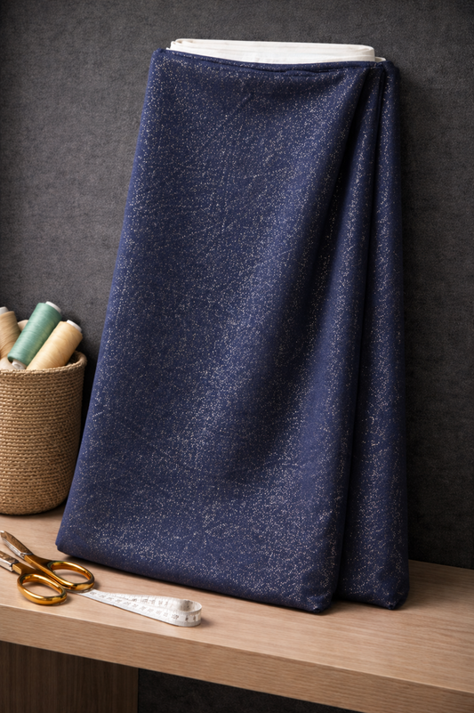 Premium Matte Bluish Fabric with Subtle Star Shimmer