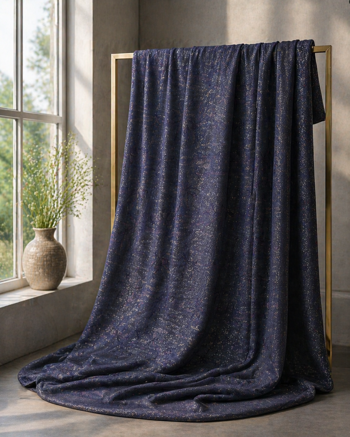 Premium Matte Bluish Fabric with Subtle Star Shimmer