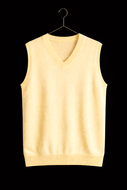 “Classic Butter Knit V-Neck Sweater Vest – Timeless Minimal Fit”