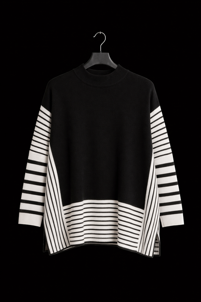 Modern Luxe Stripe Poncho – Women's Cozy Luxury Wrap