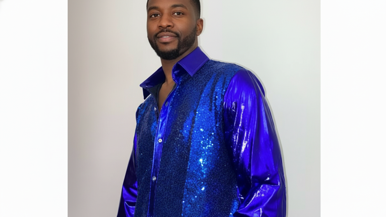 Men's Sequin Shirt – Gold, Silver, Red, Black & Sapphire Blue | Luxury Party Top