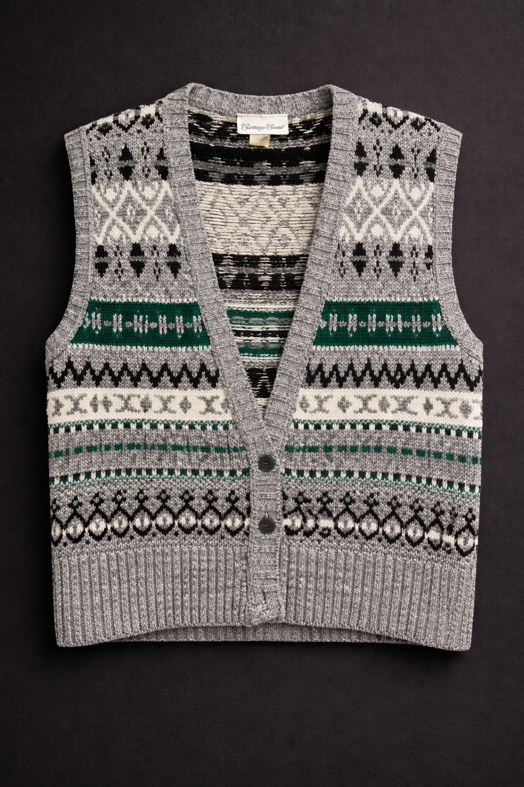 Carriage Court Fair Isle Knit Sweater Vest – Grey Multi Pattern