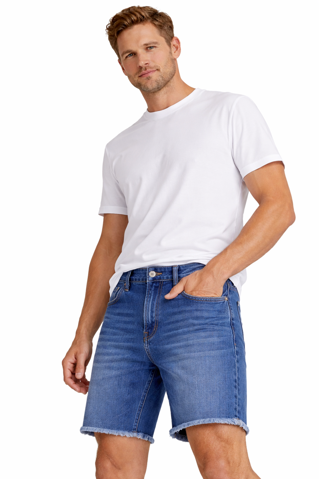 Calvin Klein Denim Shorts – Classic Blue Frayed Hem Premium Fit