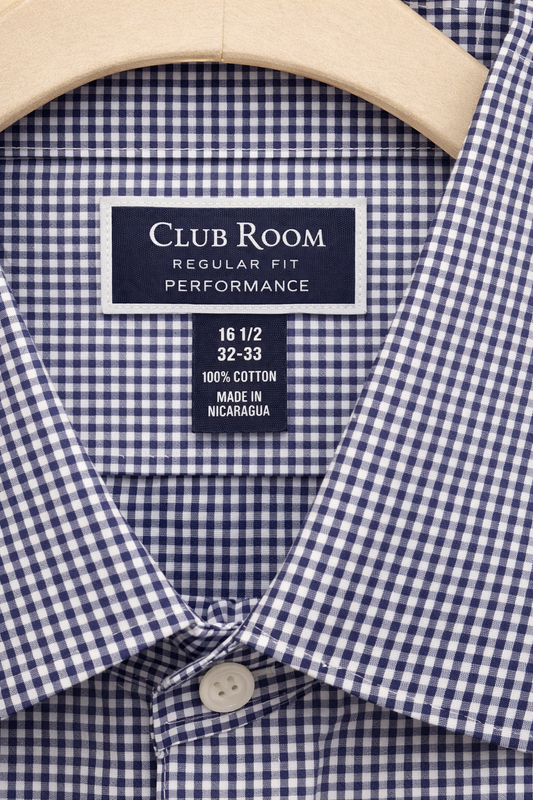 Classic Blue Check Cotton Shirt – Club Room Performance Fit