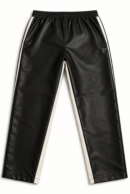 Manfinity XL Black Faux Leather Cross Pants Stretch Unisex Streetwear