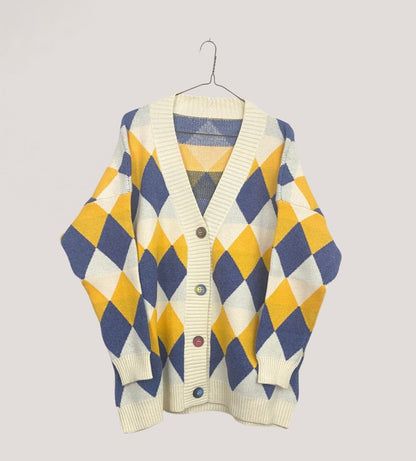 “Elite Diamond Luxe Cardigan – Statement Knit Edition”