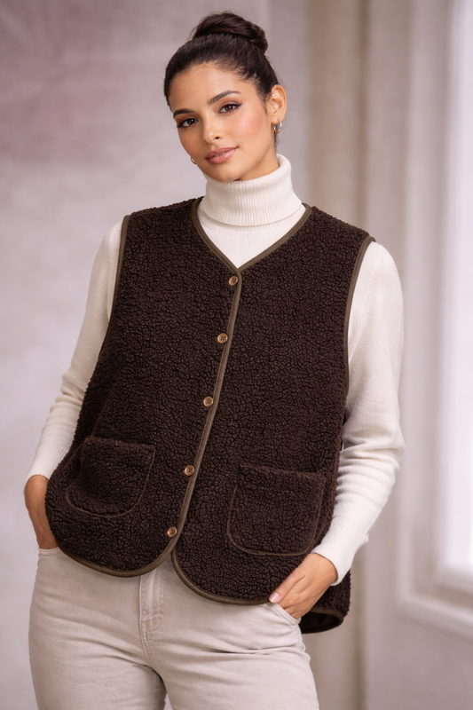 Sherpa Fleece Vest Unisex style fleece vest, Old school waistcoat.