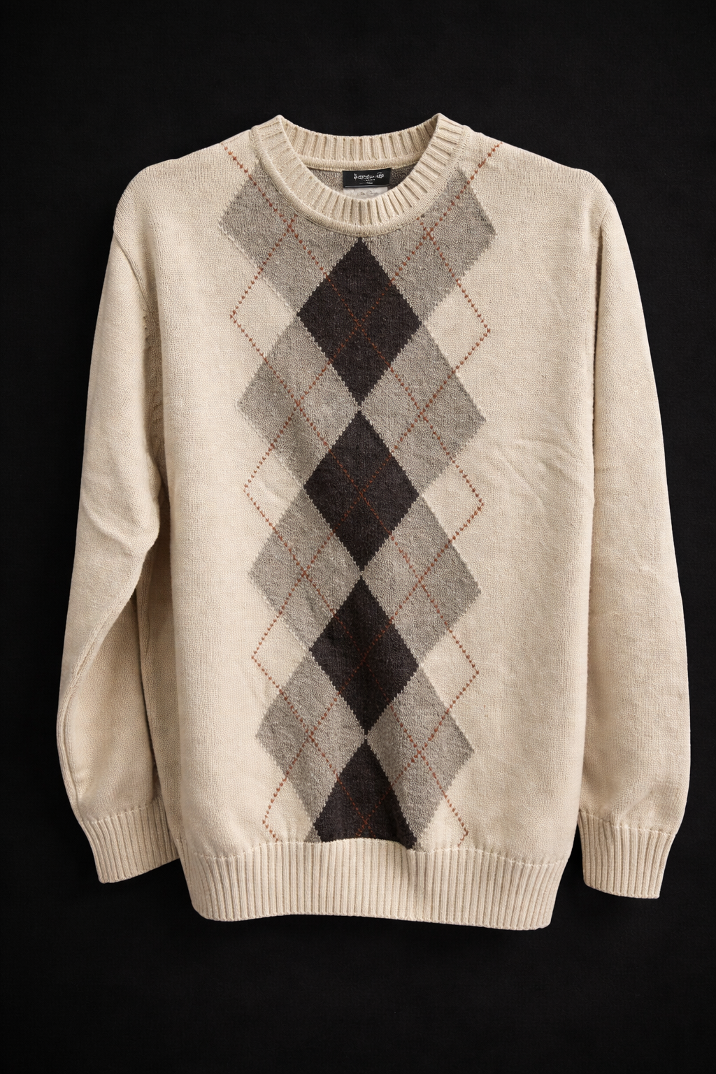 Dockers Argyle Sweater XL Cream Cotton Knit Men’s Classic Fit Chest 51” Luxury Casual Pullover