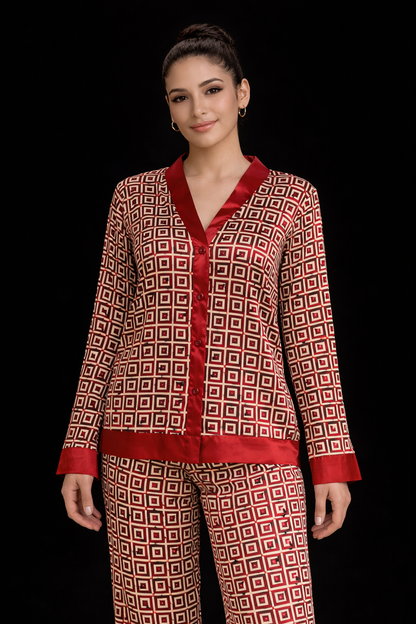 Women's Geometric Luxe Pajama Set – Soft Premium Sleepwear
