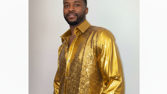 Men's Sequin Shirt – Gold, Silver, Red, Black & Sapphire Blue | Luxury Party Top