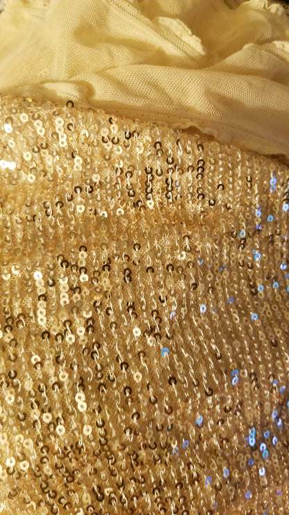 Luxury Golden Yellow Sequin Fabric | Premium Sparkle Mesh | Elegant Evening & Designer Fabric