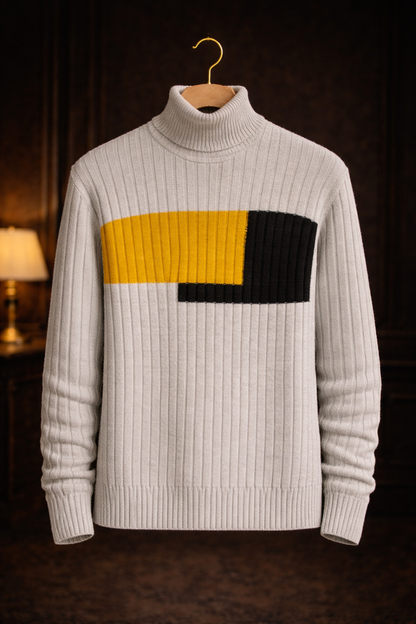 Men's Modern Luxe Colorblock Turtleneck Sweater – Premium Knit