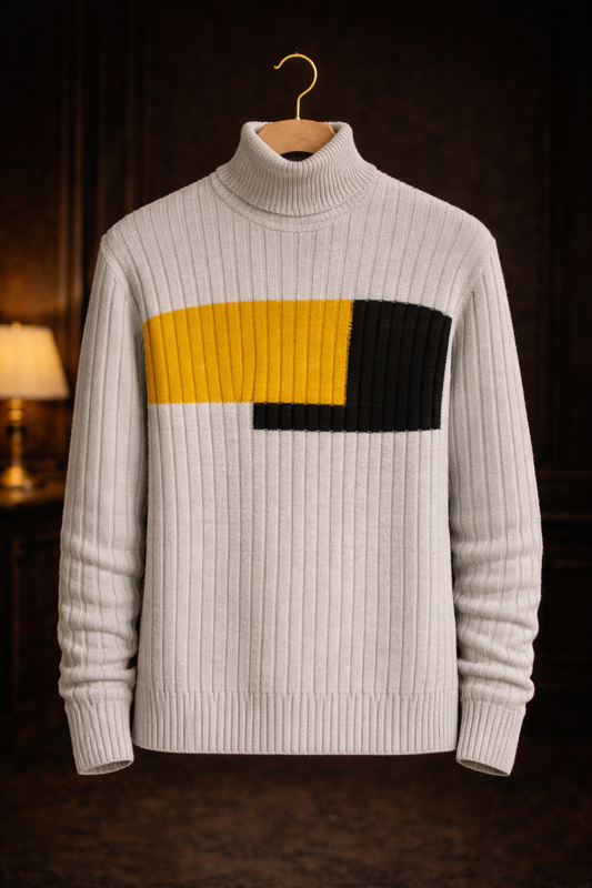 Men's Modern Luxe Colorblock Turtleneck Sweater – Premium Knit