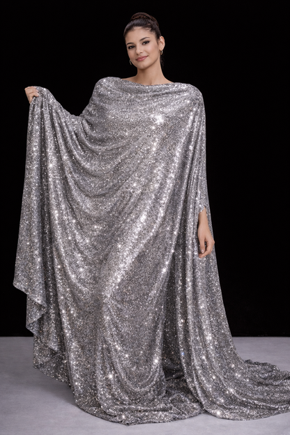 Signature Grey Sequin Fabric | Sophisticated Sparkle for Designers