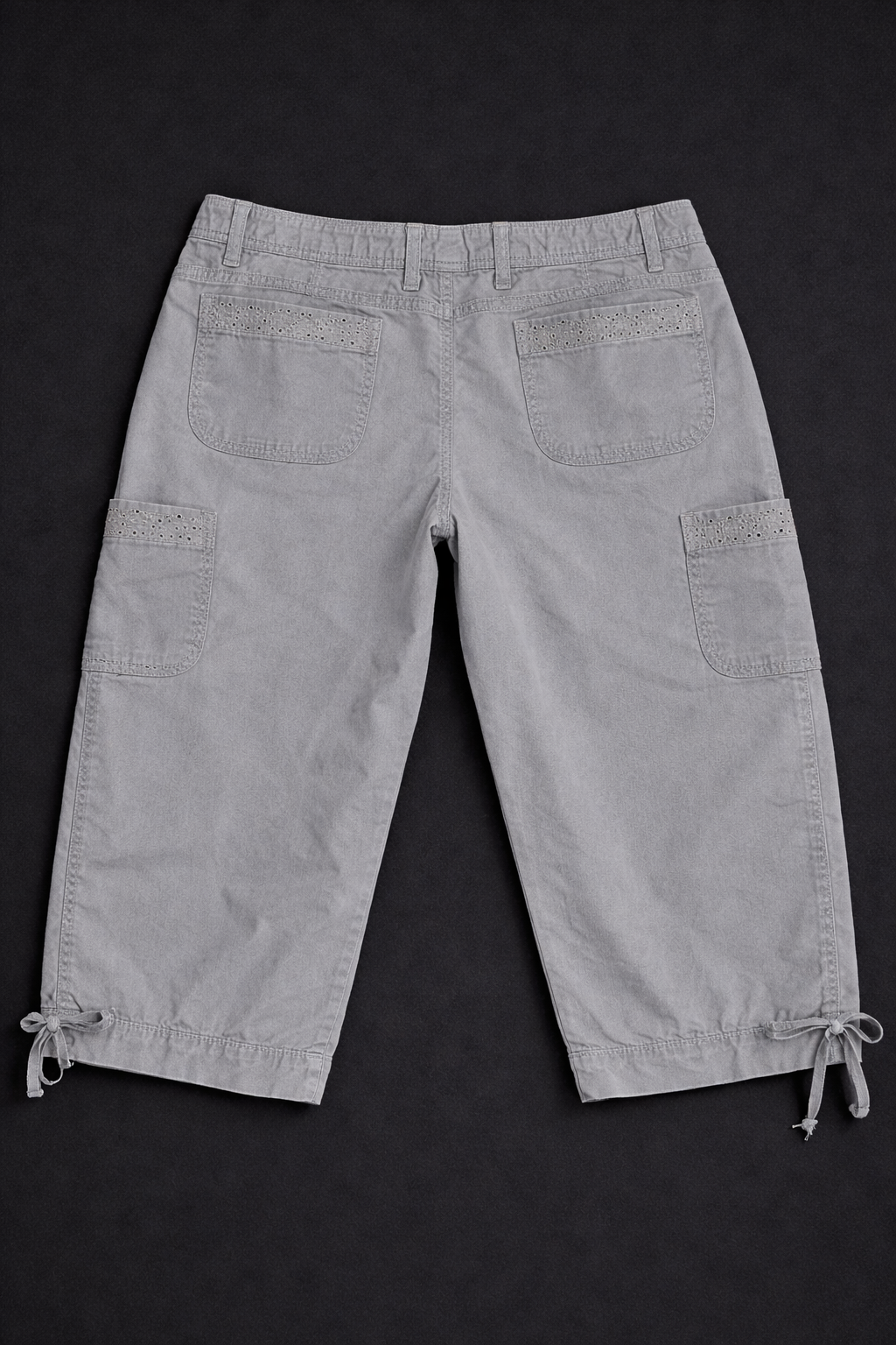 Women's Gray Cargo Shorts – Decorative Detail Style