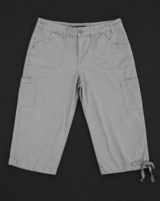 Women's Gray Cargo Shorts – Decorative Detail Style