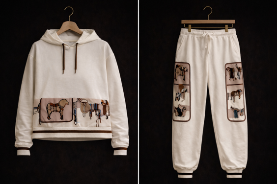 Luxury Equestrian Lounge Set – Horse Print Hoodie & Jogger Set
