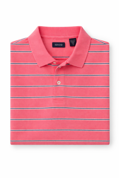 IZOD Coral Striped Polo Shirt – Men's XL Cotton Classic Fit