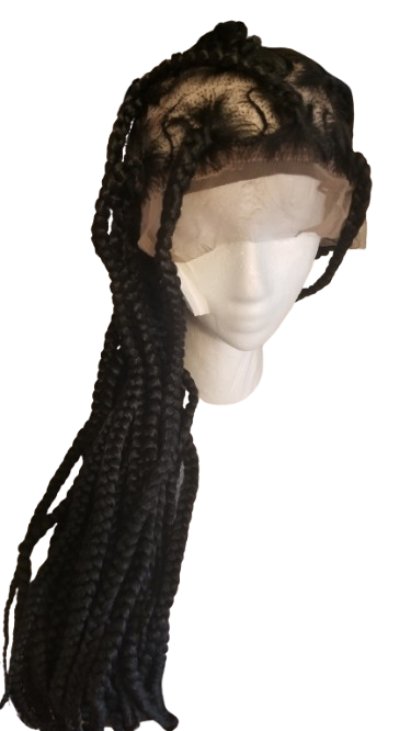Luxury Singles Braided Lace Wig – Long Individual Box Braids | Full Length Braided Wig with Natural Lace Base