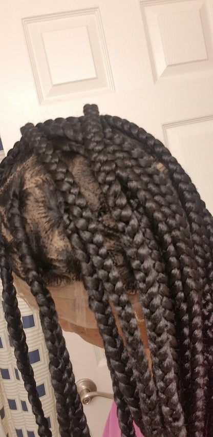 Luxury Singles Braided Lace Wig – Long Individual Box Braids | Full Length Braided Wig with Natural Lace Base