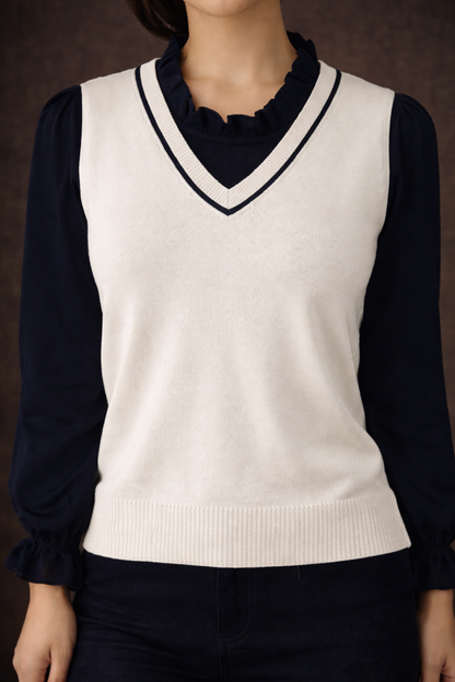 Luxurious Layered Vest Sweater-“Timeless Elegance Layered Vest Series”