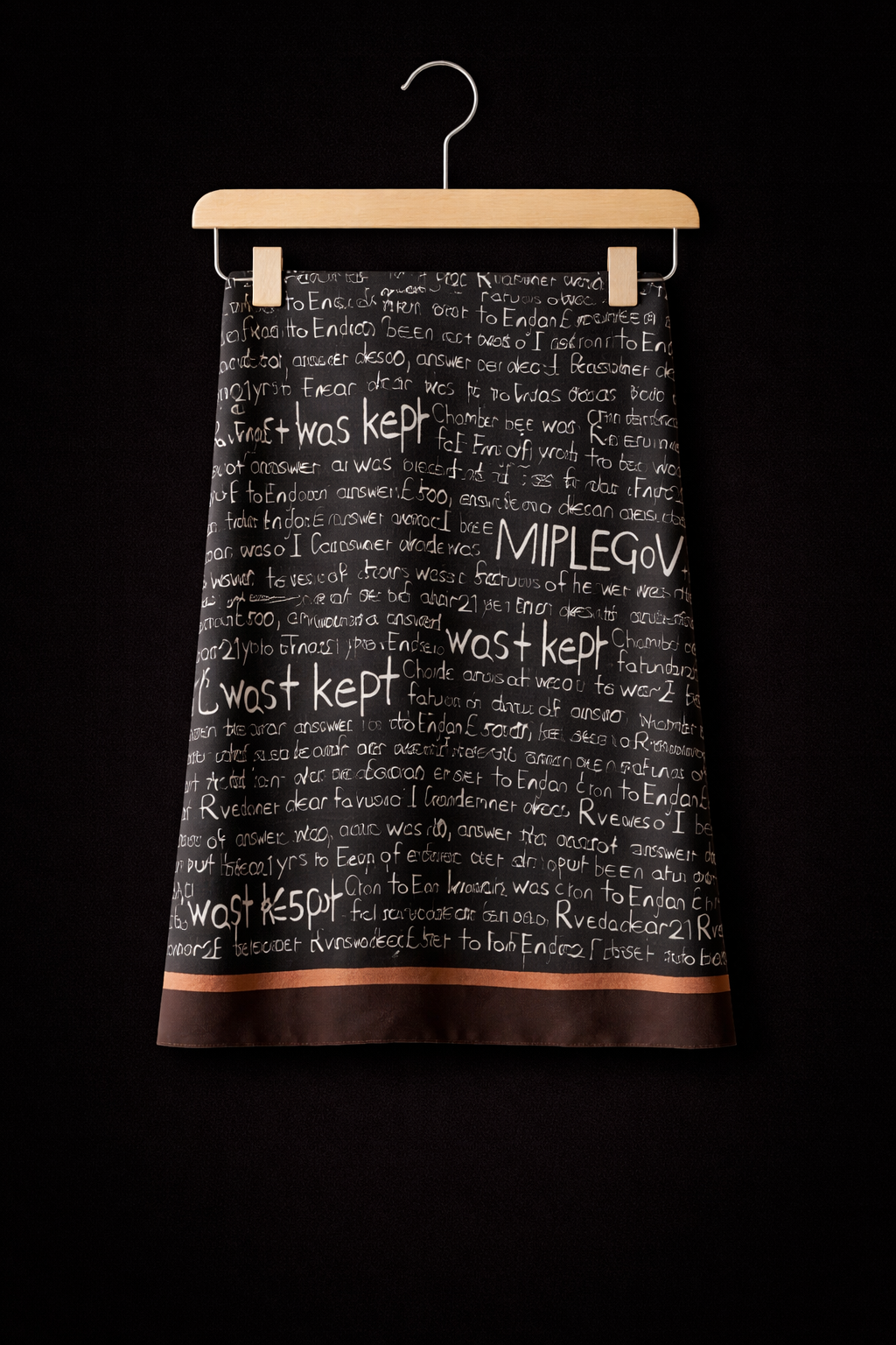 Monochrome Script Luxe Viscose Scarf – Black & Chocolate Edge Print