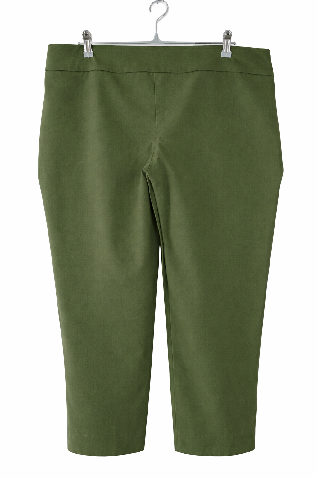 Olive Green Tailored Cropped Pants | High-Waist Slim Fit Trousers |