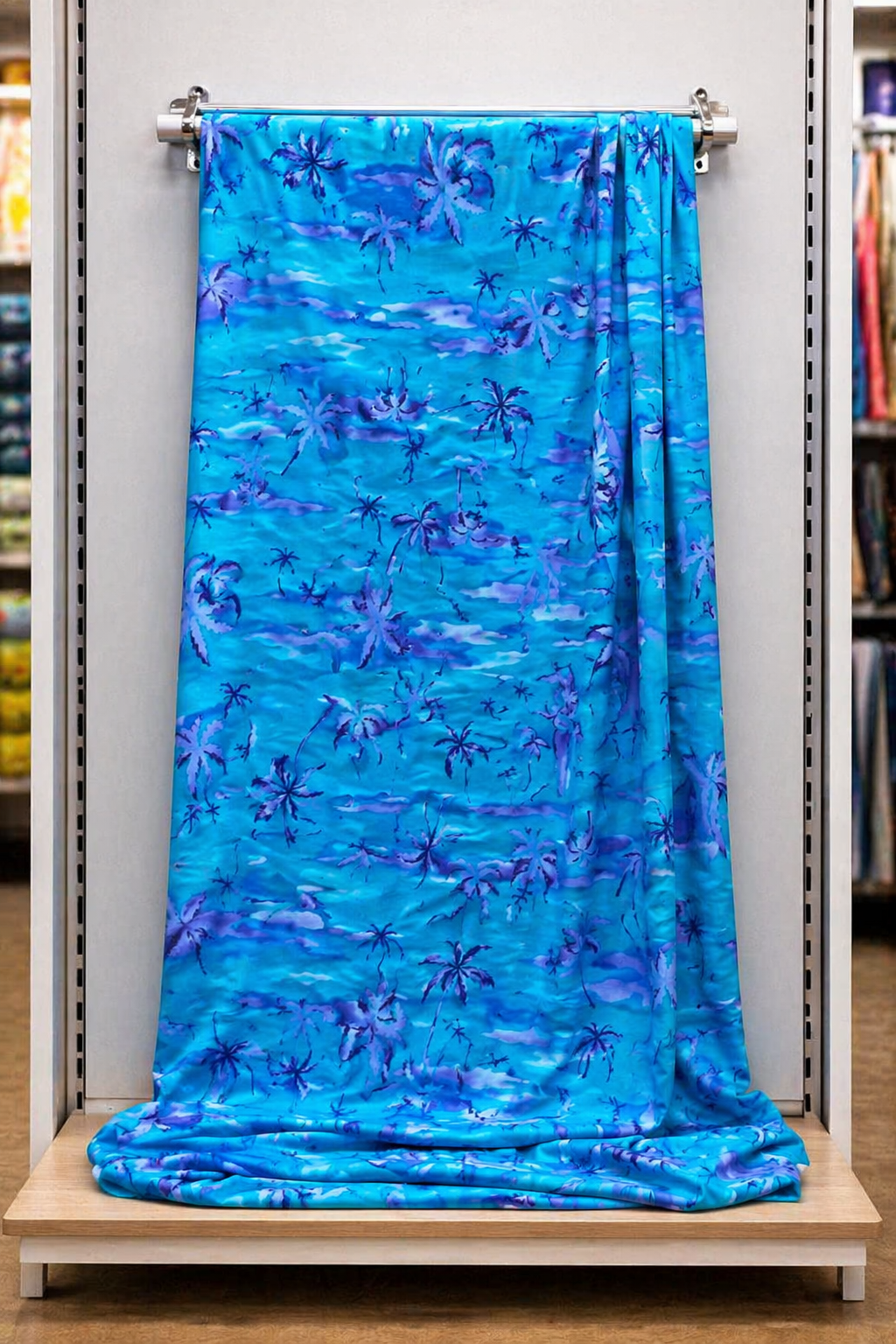 Tropical Palm 4-Way Stretch Fabric – Turquoise Blue | 2 Yards 20 Inches