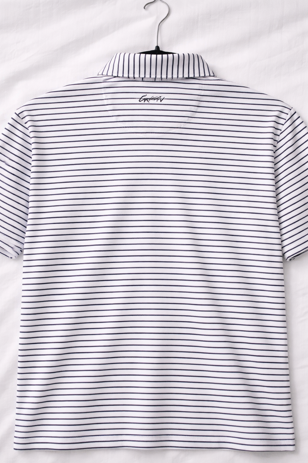 Men’s Navy Blue Stripe Polo Shirt – Performance Stretch Golf Casual Tee Size M (46” Chest)