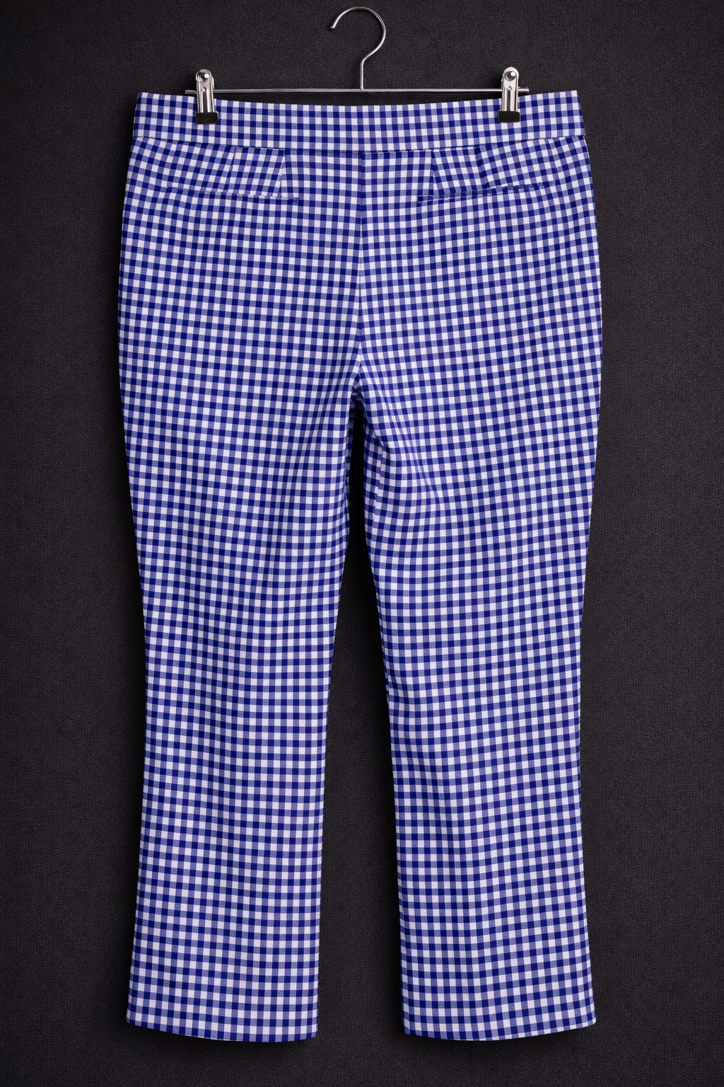 Women’s Purple Gingham Capri Pants 3/4 Length – Stretch Comfort Casual Chic M