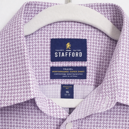 Stafford Tailored Culture Dress Shirt – Purple Micro Pattern – 16 32/33 Regular Fit (WYSIWYG)