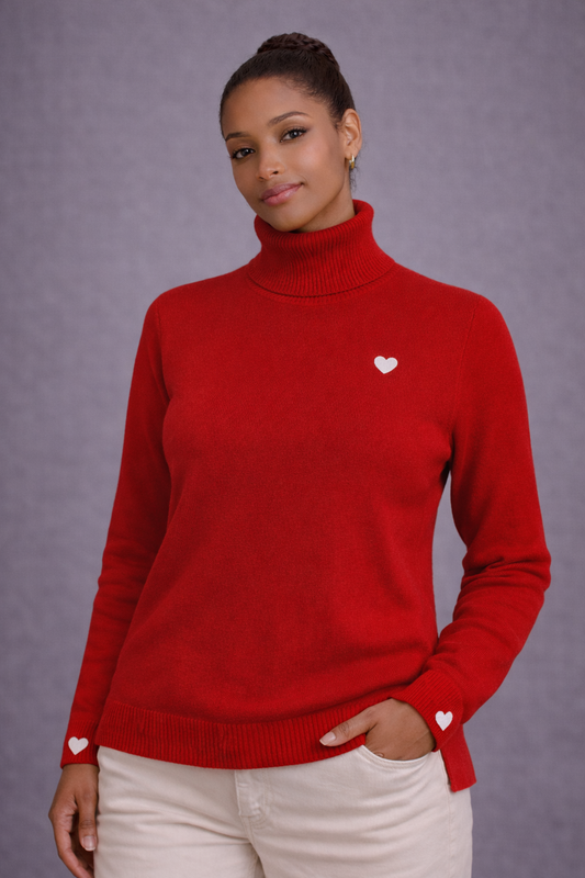 “Signature Heartline Luxe Turtleneck Sweater”
